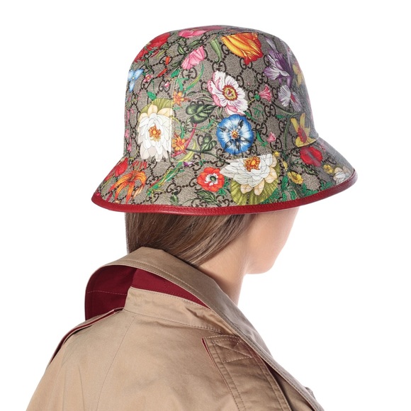 GUCCI Claudia Flora Print GG Supreme Bucket Hat - Picture 11 of 11